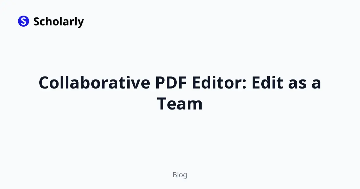Collaborative PDF Editor: Edit as a Team