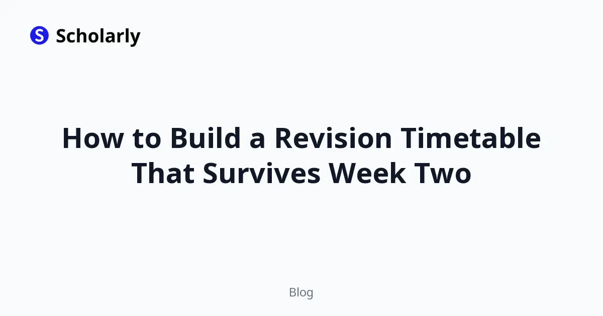 How to Build a Revision Timetable That Survives Week Two