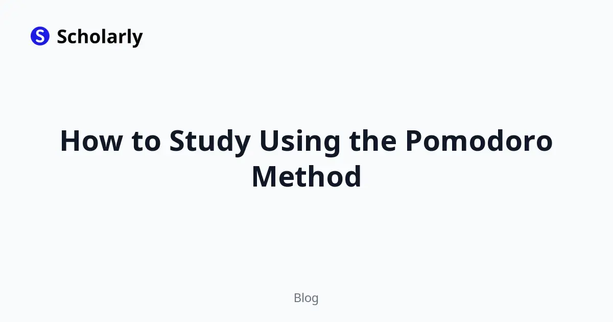 How to Study Using the Pomodoro Method