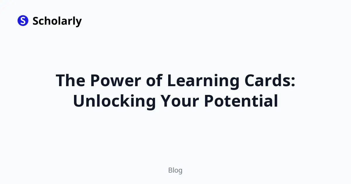 The Power of Learning Cards: Unlocking Your Potential